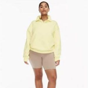Aritzia TNA boyfriend polo sweatshirt lemonade